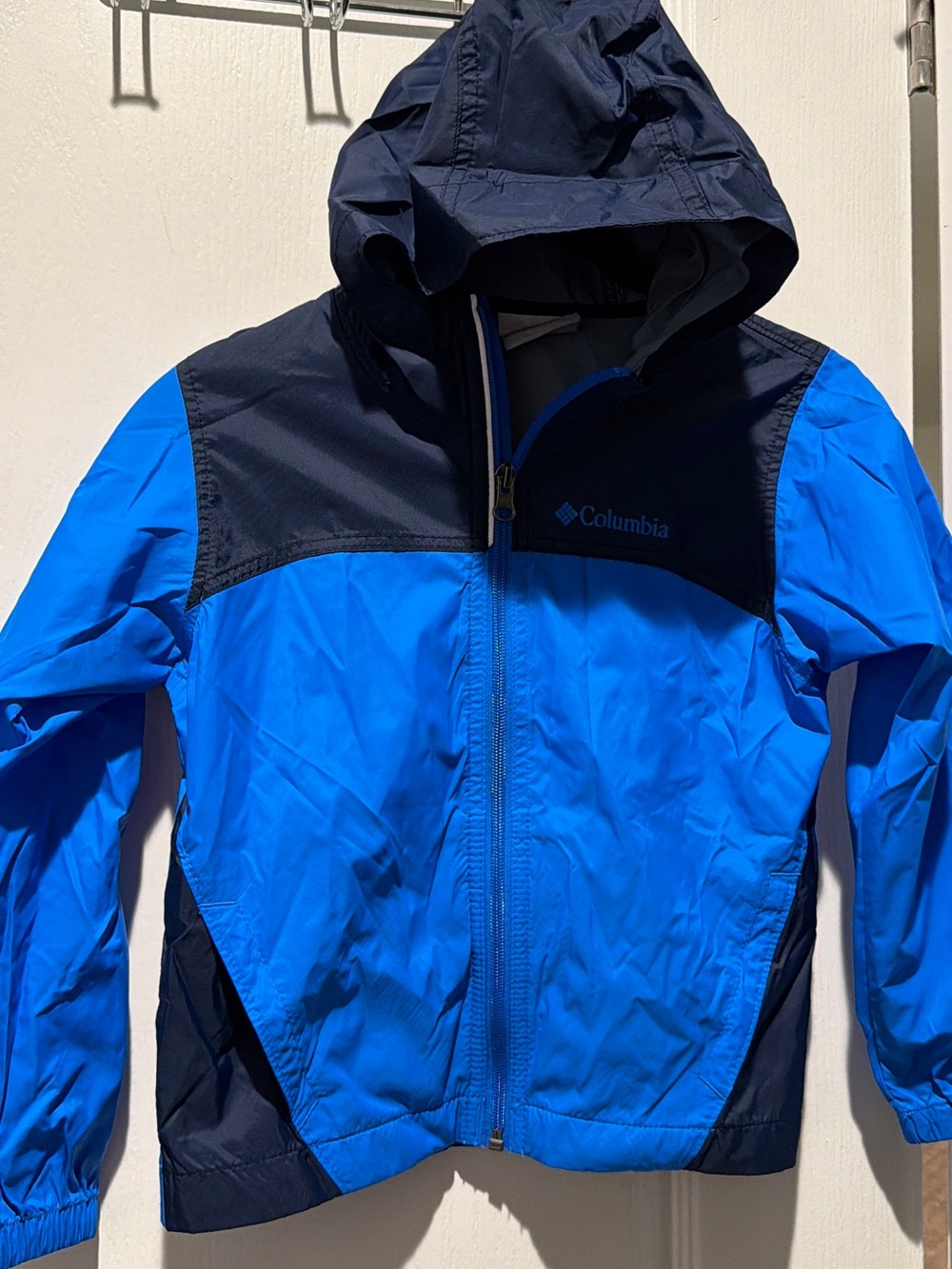 Columbia Youth Bright Blue and Navy Hooded Lightweight Jacket